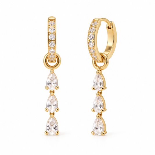 Marielle Triple Drop Earrings in gold — TAIA Jewellery