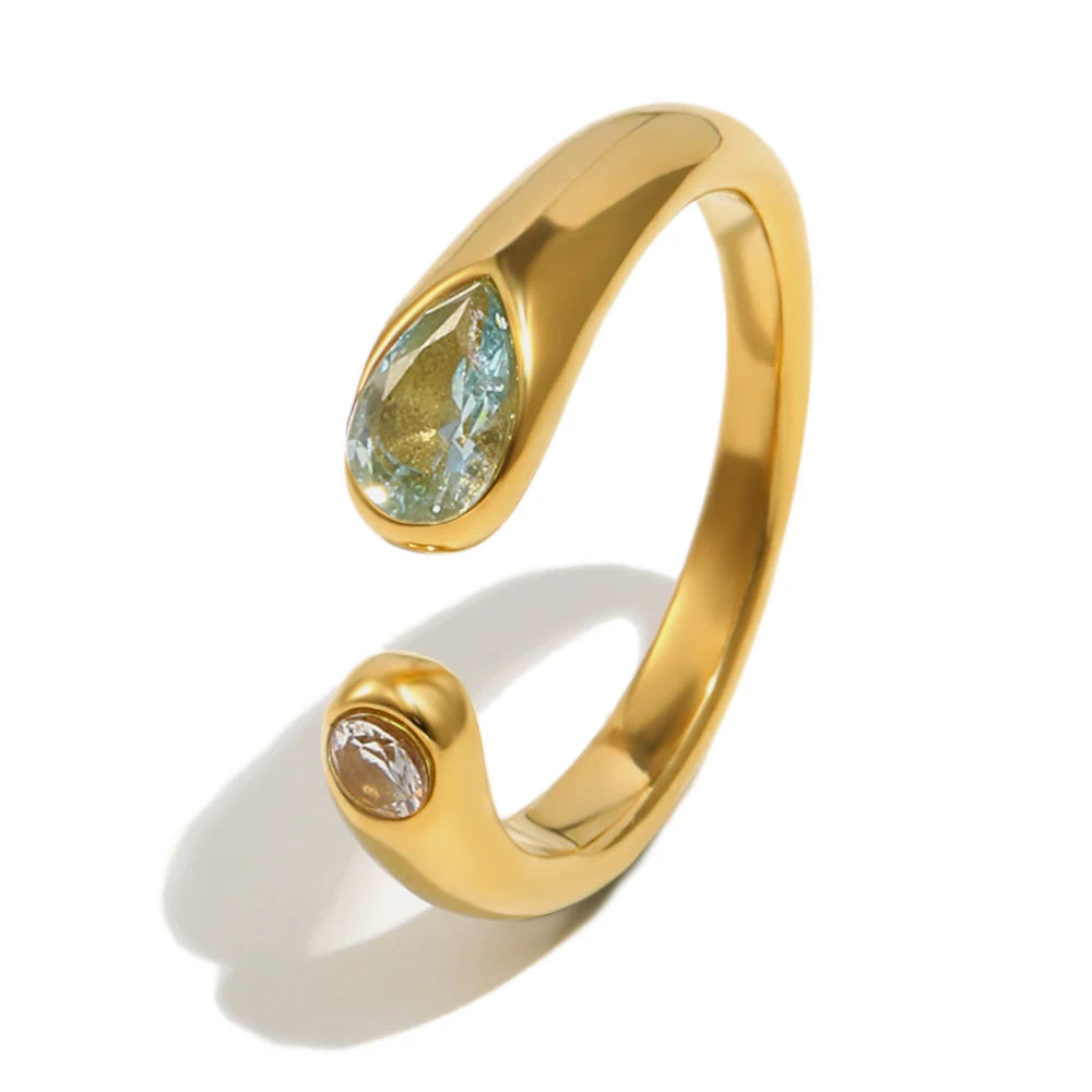 Mirelle Duo Zircon Ring in Blue and Clear — TAIA Jewellery