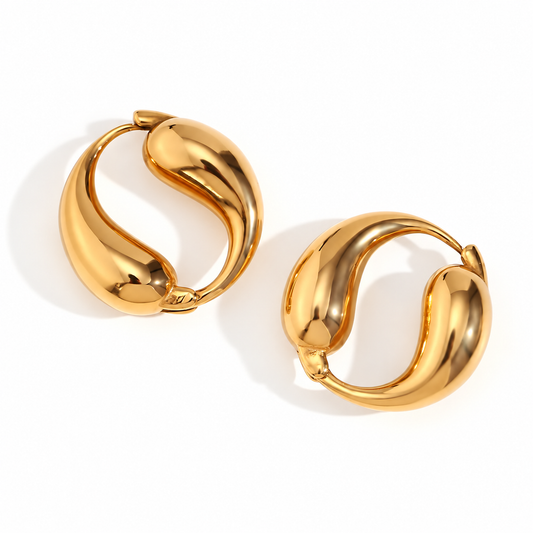 Noémie Double Drop Hoops in gold — TAIA Jewellery