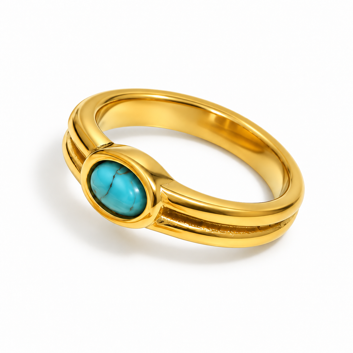 Alix Trio Stone Ring in Turquoise on white — TAIA Jewellery