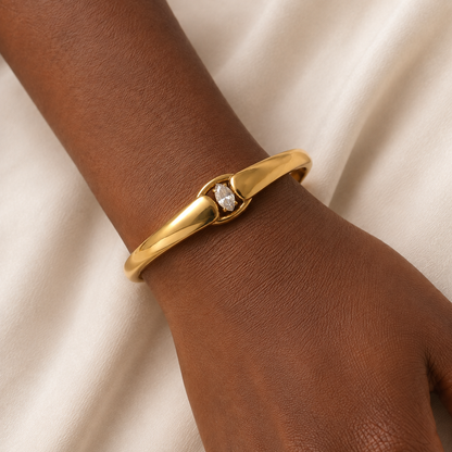 Arden Zircon Cuff Bracelet – gold cuff worn on wrist