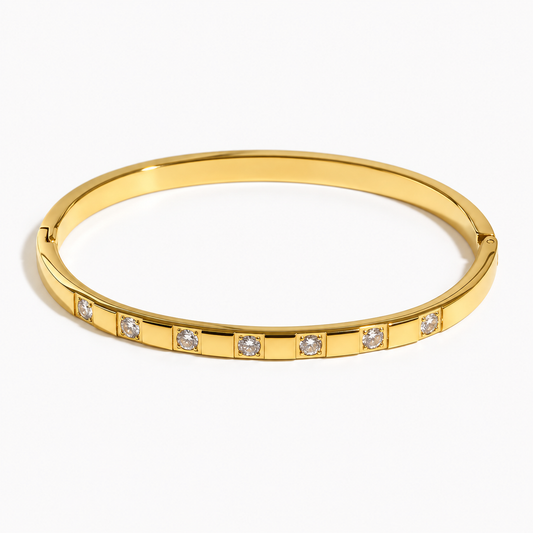 Cyra Baguette Bangle alternate angle on white — TAIA Jewellery