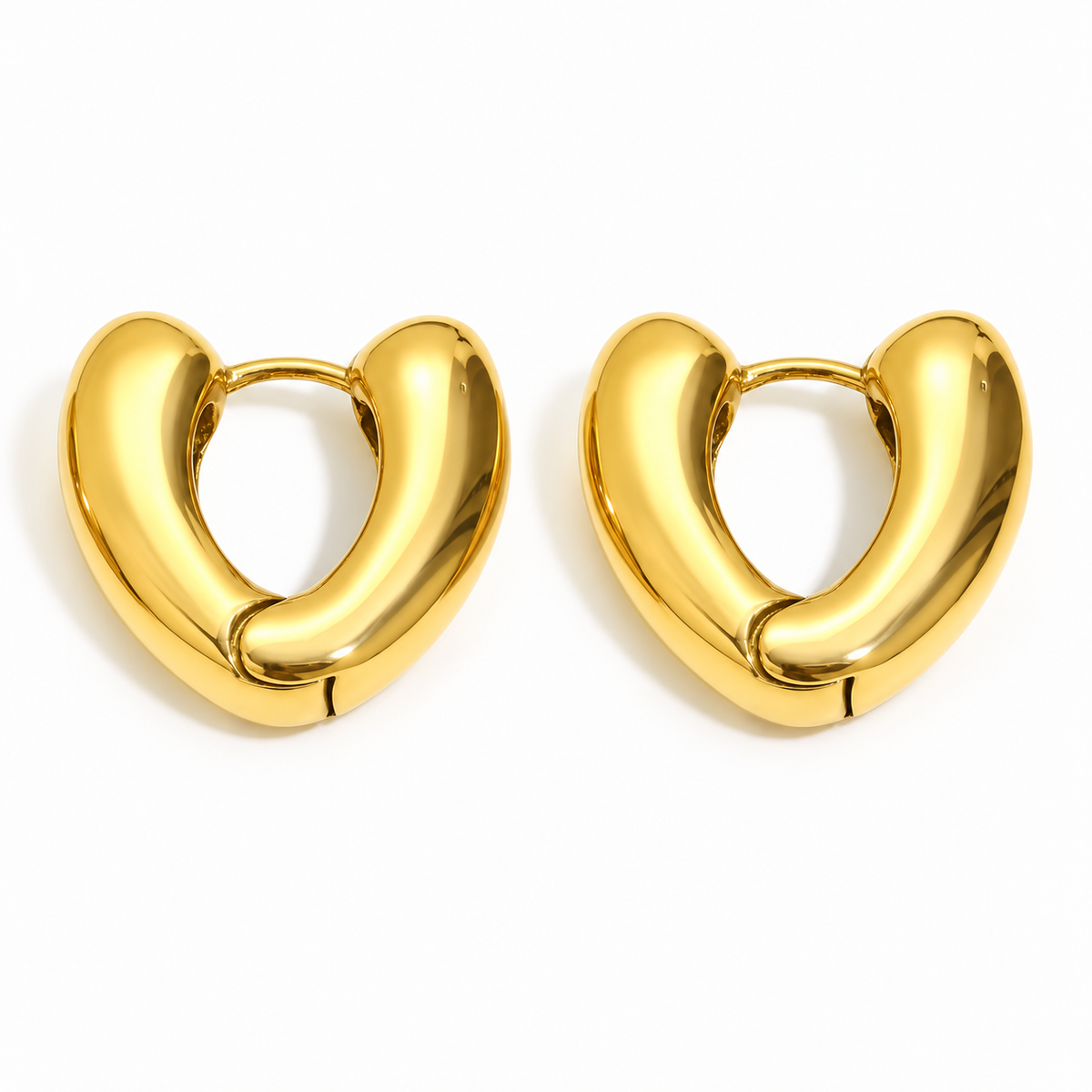 Elara Heart Hoop Earrings front view on white — TAIA Jewellery