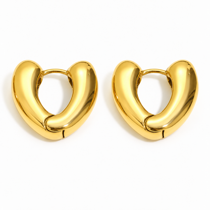 Elara Heart Hoop Earrings front view on white — TAIA Jewellery