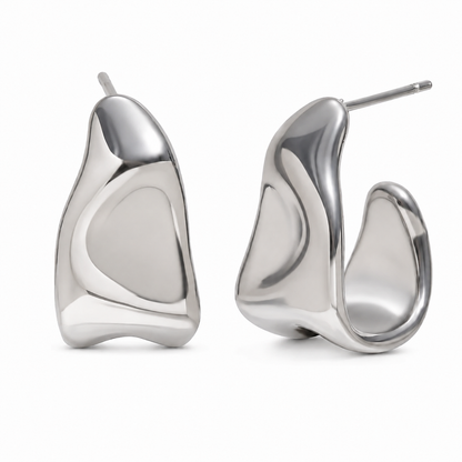 Elodie Earrings – silver sculptural curved stud earrings