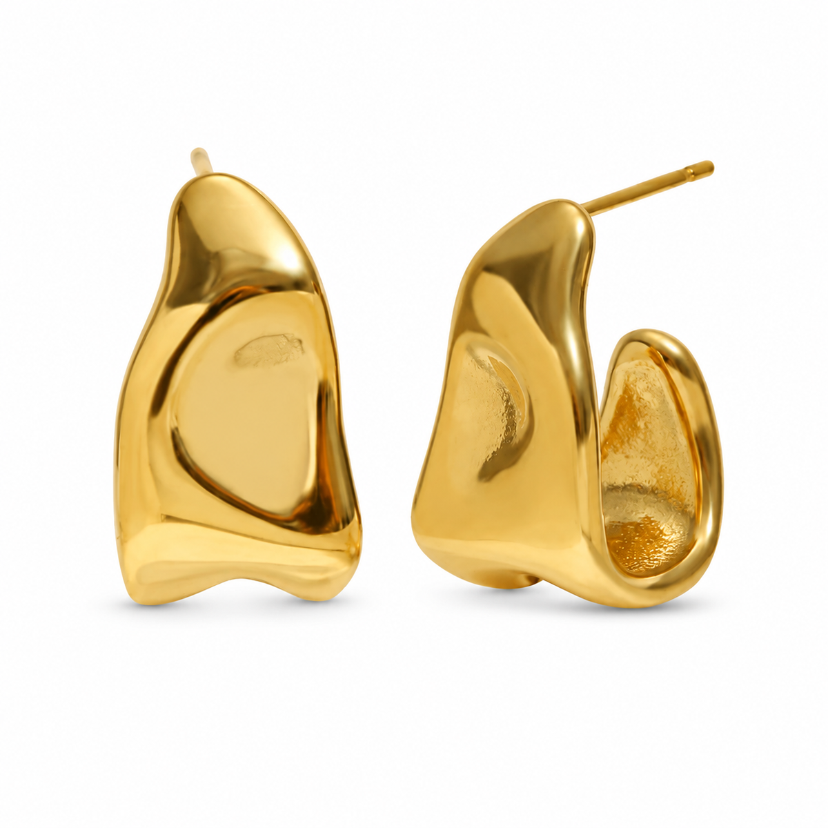 Elodie Earrings – gold sculptural curved stud earrings
