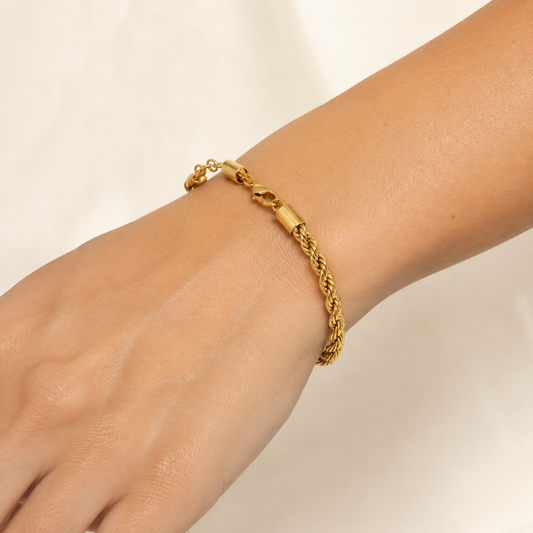 Close-up of the Maelle Rope Bracelet worn on the wrist