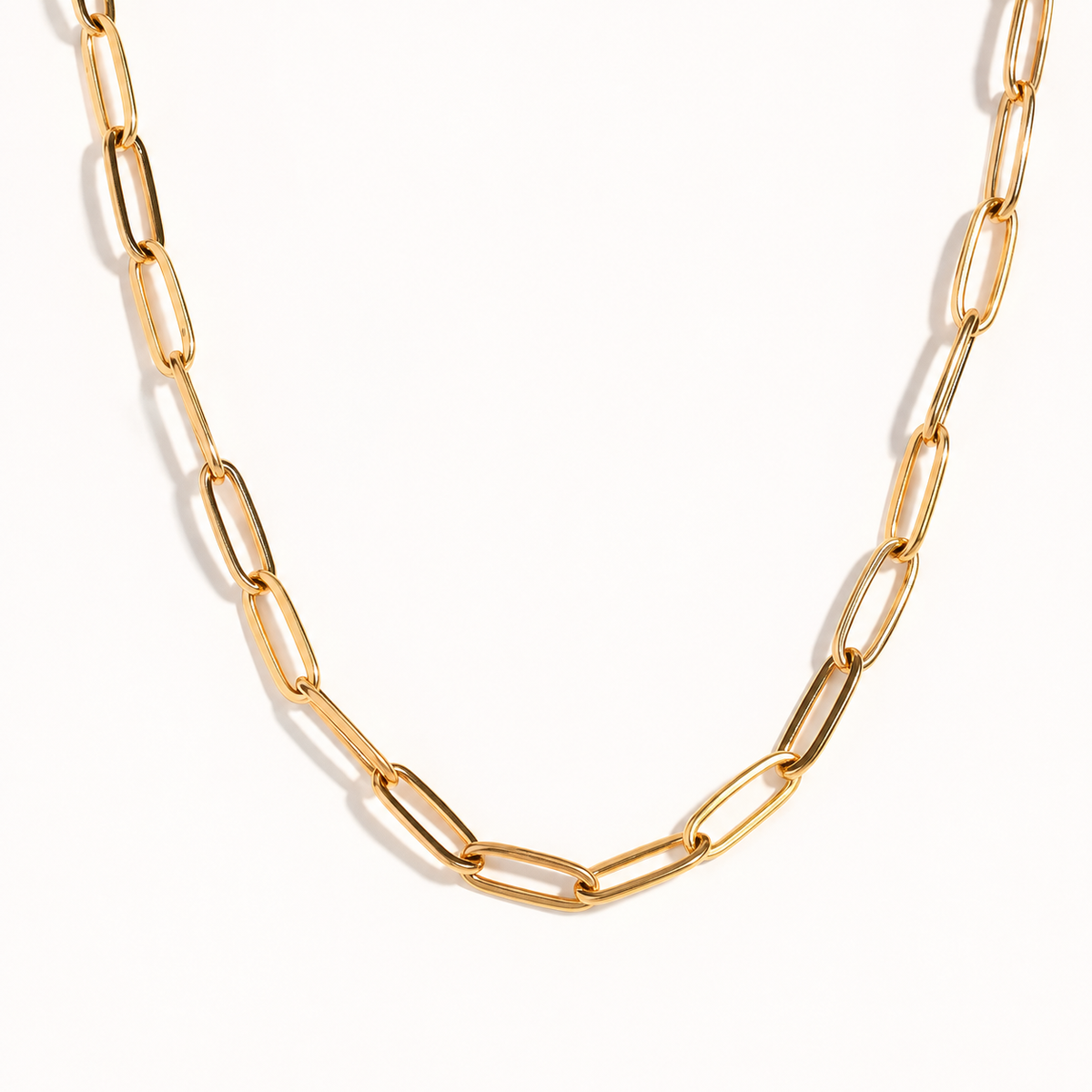 TAIA Maris Paperclip Necklace gold on a light background