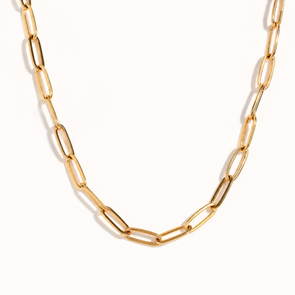 TAIA Maris Paperclip Necklace gold on a light background