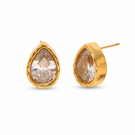 Nerissa Teardrop Zircon Earrings on a pure white background