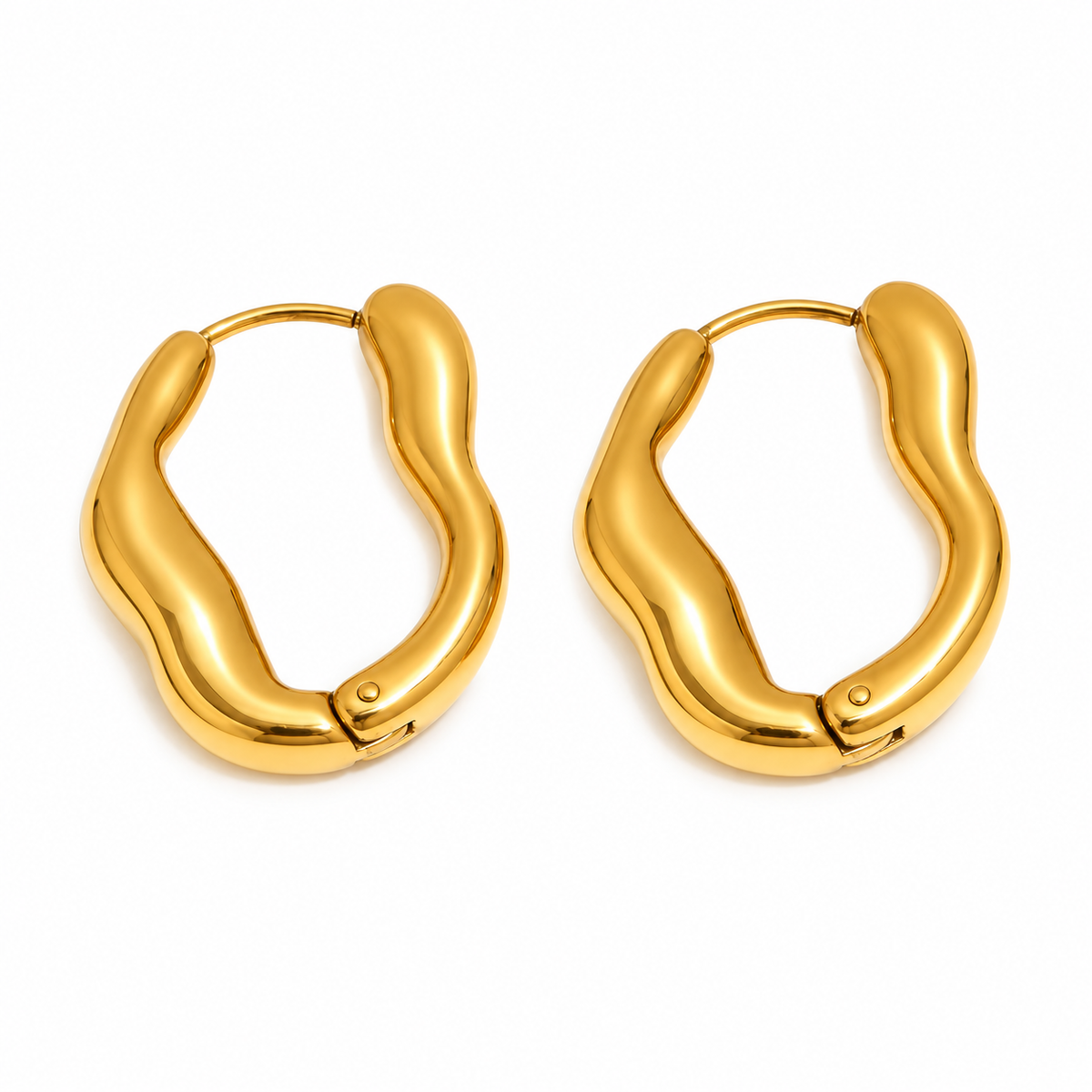 Ondine Wavy Hoop Earrings alternate angle on white — TAIA Jewellery