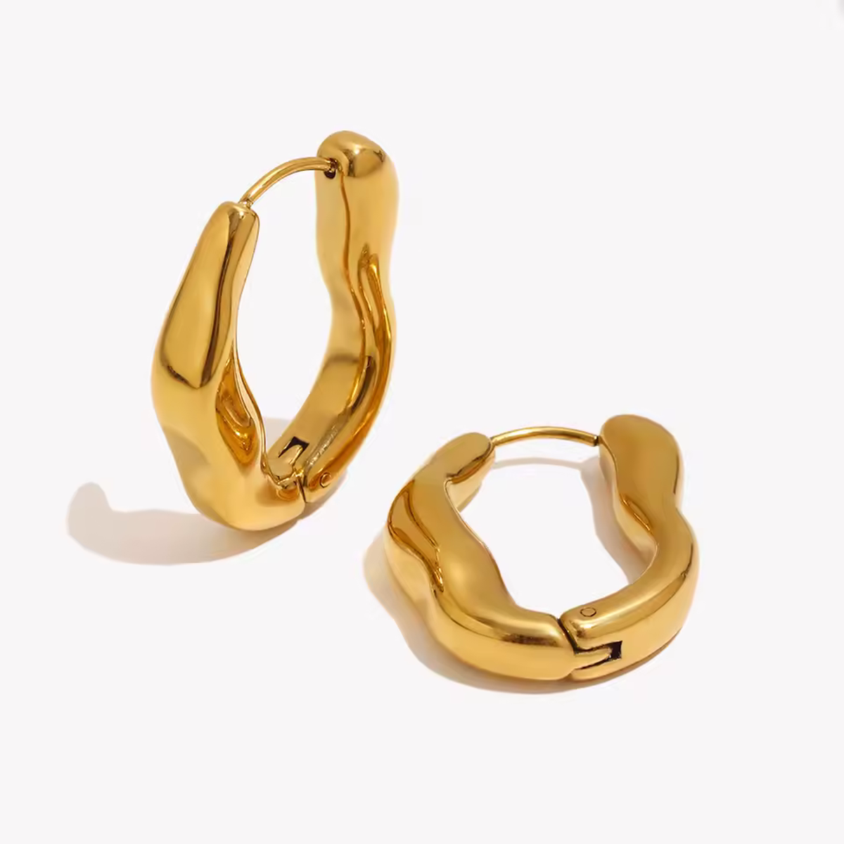 Ondine Wavy Hoop Earrings on white — TAIA Jewellery