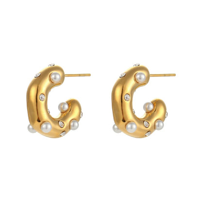 Anaïs Pearl Scatter Hoops in gold — TAIA Jewellery