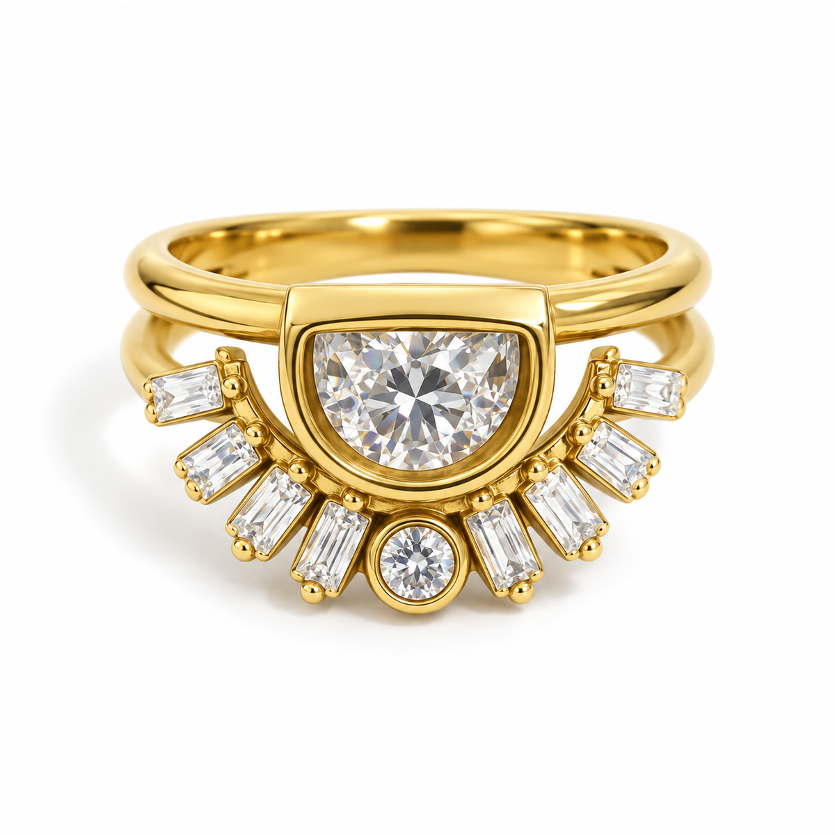 Apolline Sunburst Zircon Ring — Gold
