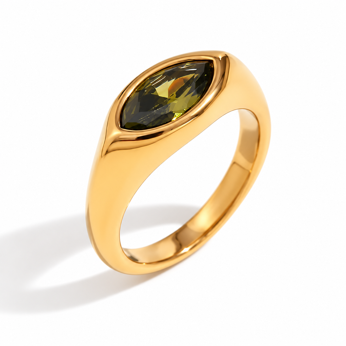 Aurélia Marquise Zircon Ring — Green stone in gold
