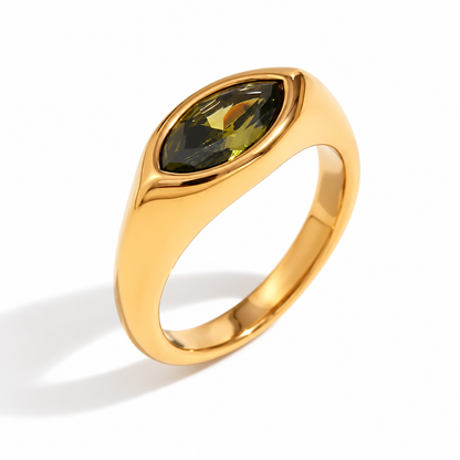 Aurélia Marquise Zircon Ring — Green stone in gold