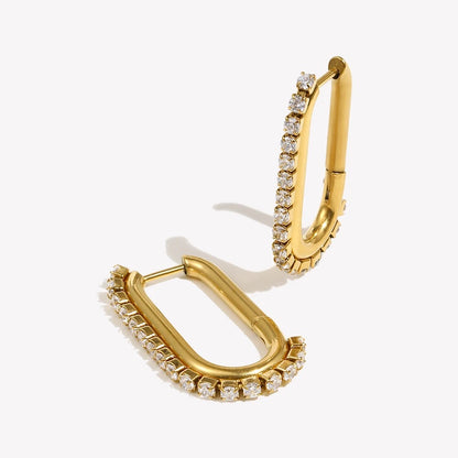 Céliane Pavé U Hoops in gold — TAIA Jewellery