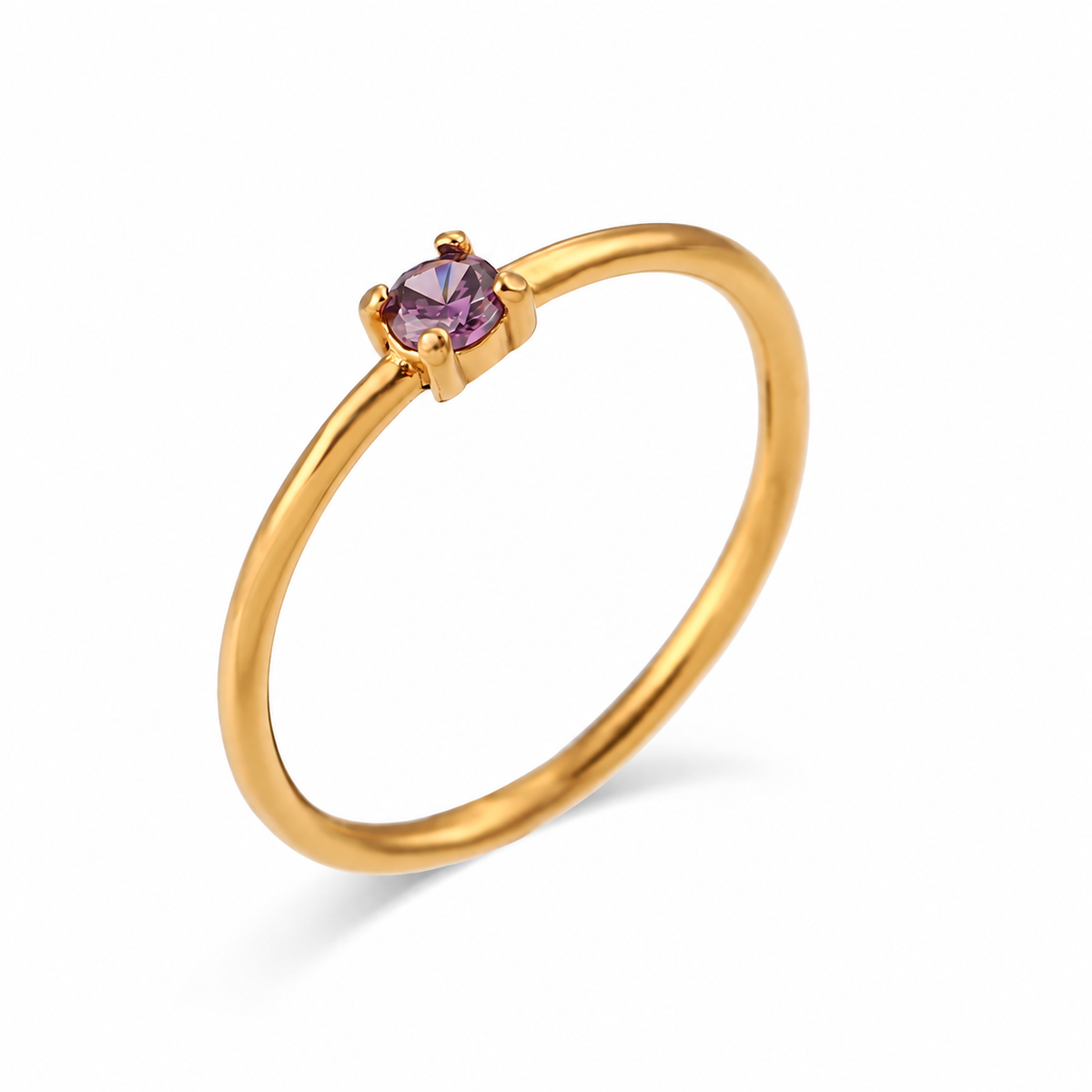 Céline Birthstone Ring — February stone in gold