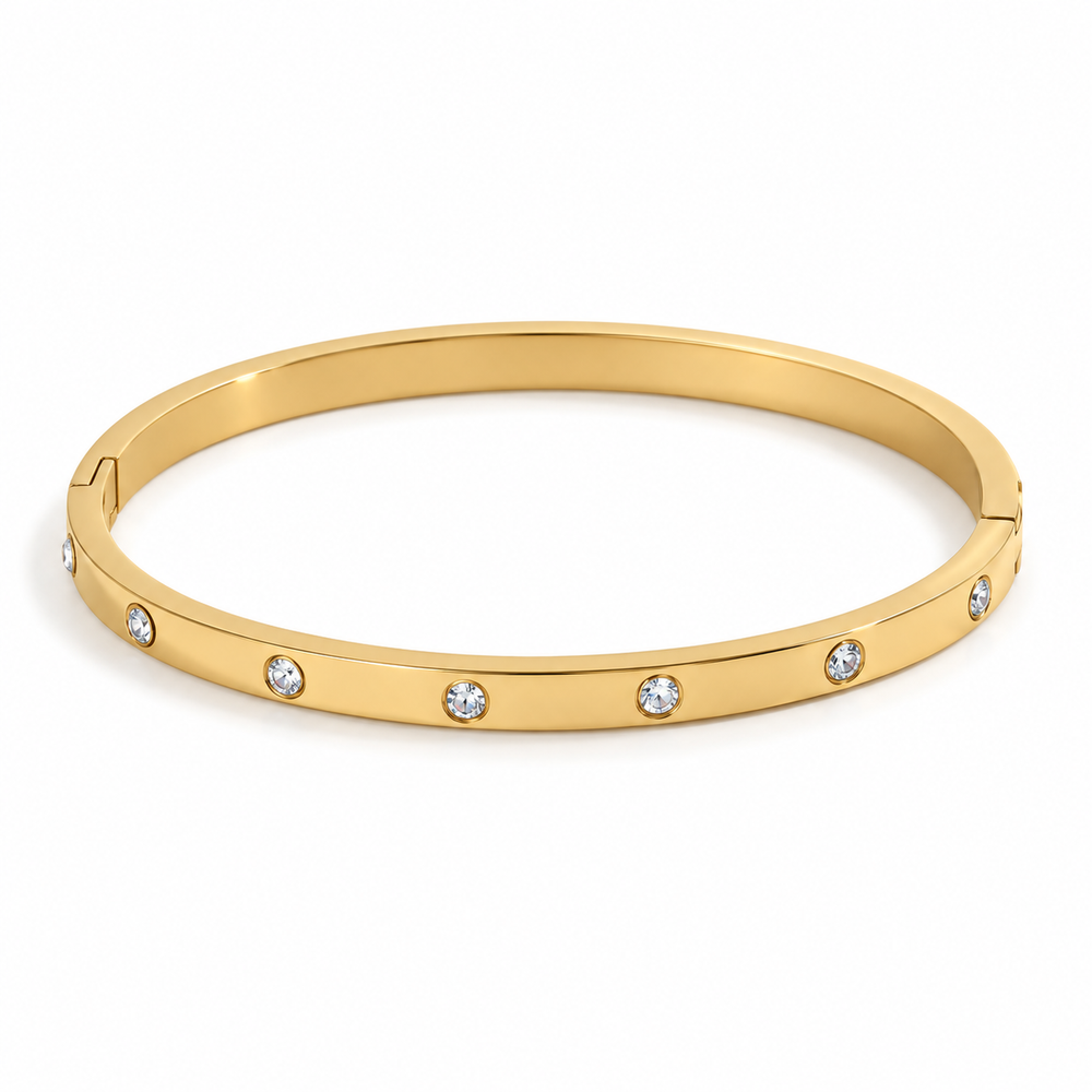 Delphine Zircon Dot Bangle in gold — TAIA Jewellery