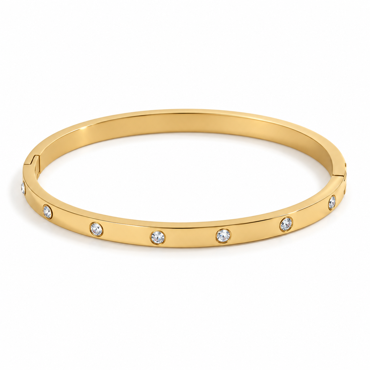 Delphine Zircon Dot Bangle in gold — TAIA Jewellery