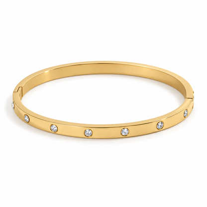 Delphine Zircon Dot Bangle in gold — TAIA Jewellery