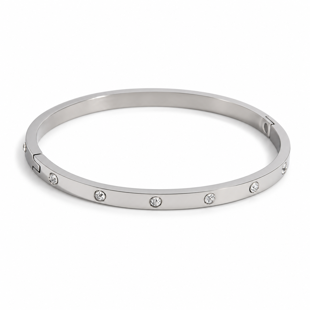 Delphine Zircon Dot Bangle in silver — TAIA Jewellery
