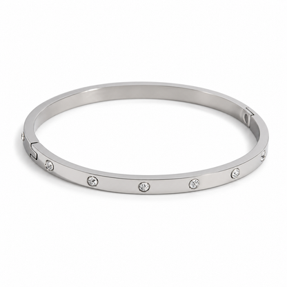 Delphine Zircon Dot Bangle in silver — TAIA Jewellery