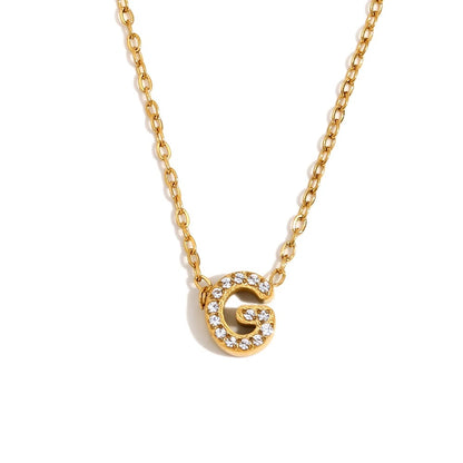 Éliane Pavé Initial Necklace — Letter G in gold