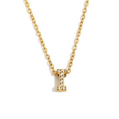 Éliane Pavé Initial Necklace — Letter I in gold