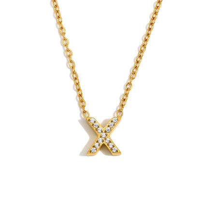 Éliane Pavé Initial Necklace — Letter X in gold