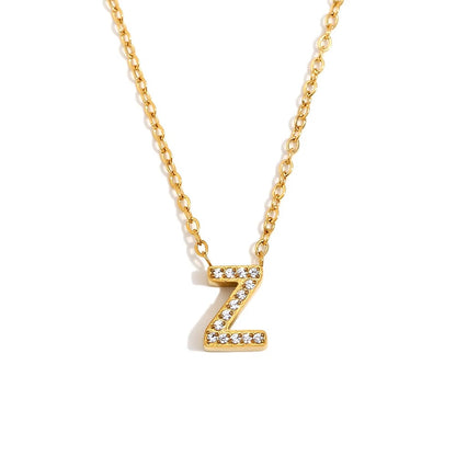 Éliane Pavé Initial Necklace — Letter Z in gold