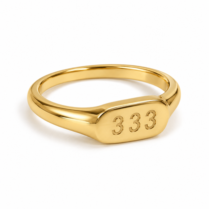 Étoile Angel Number Ring — 333 in gold