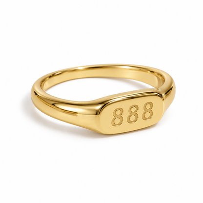 Étoile Angel Number Ring — 888 in gold