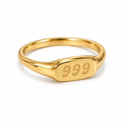Étoile Angel Number Ring — 999 in gold