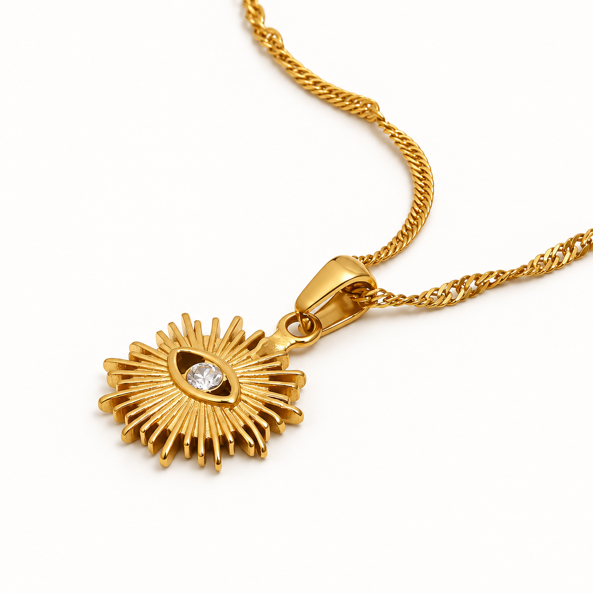 Étoile Eye Necklace angled view on a warm white background