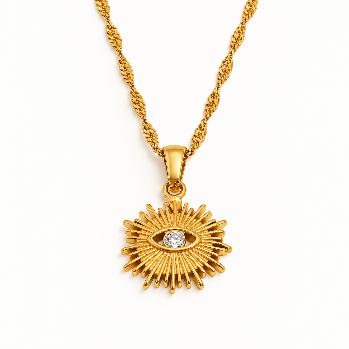 Étoile Eye Necklace front view on a warm white background