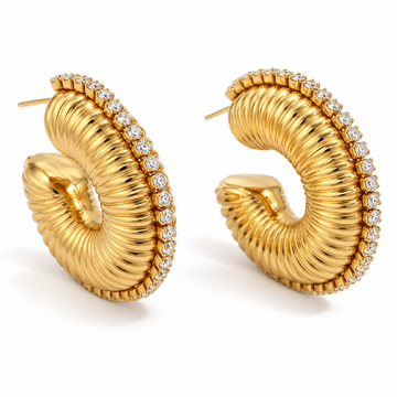 Gisele Ribbed Pavé Hoops