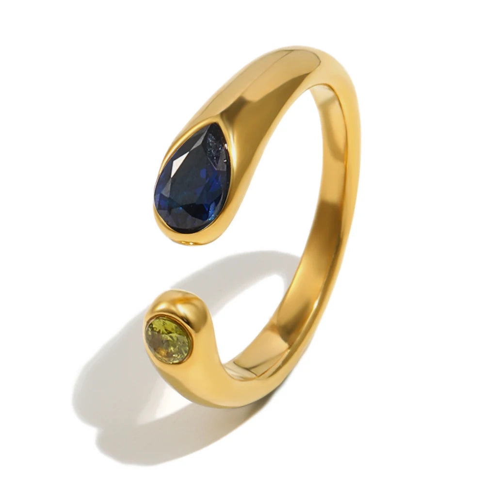 Mirelle Duo Zircon Ring in Blue and Green — TAIA Jewellery