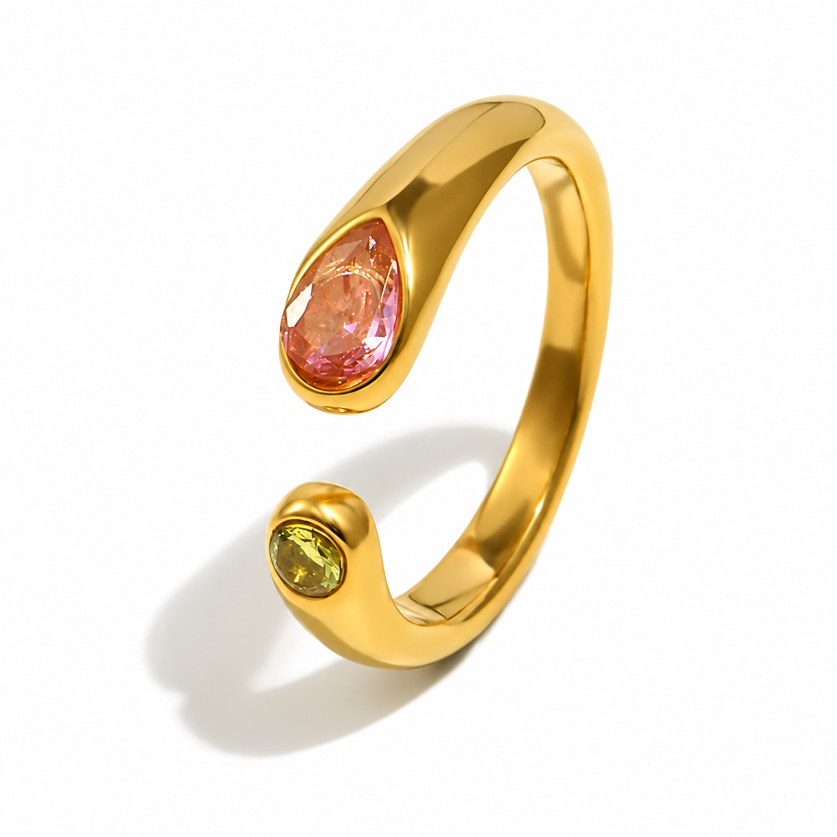 Mirelle Duo Zircon Ring in Pink and Green — TAIA Jewellery
