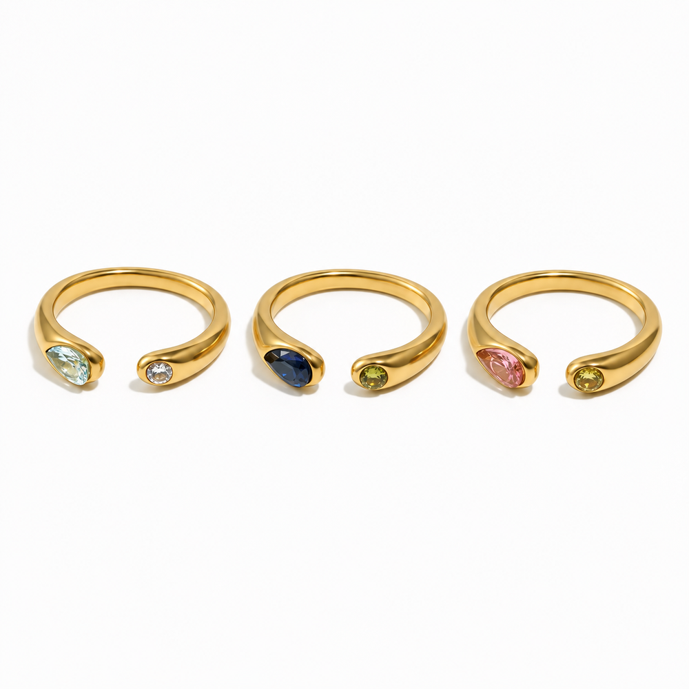 Mirelle Duo Zircon Ring in three color combinations lying flat — TAIA Jewellery
