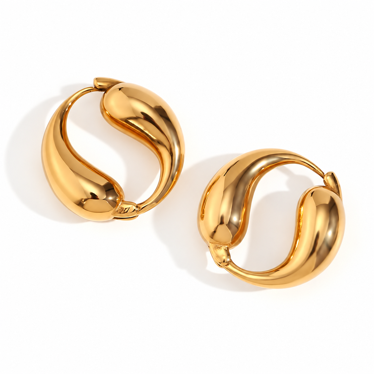 Noémie Double Drop Hoops in gold — TAIA Jewellery
