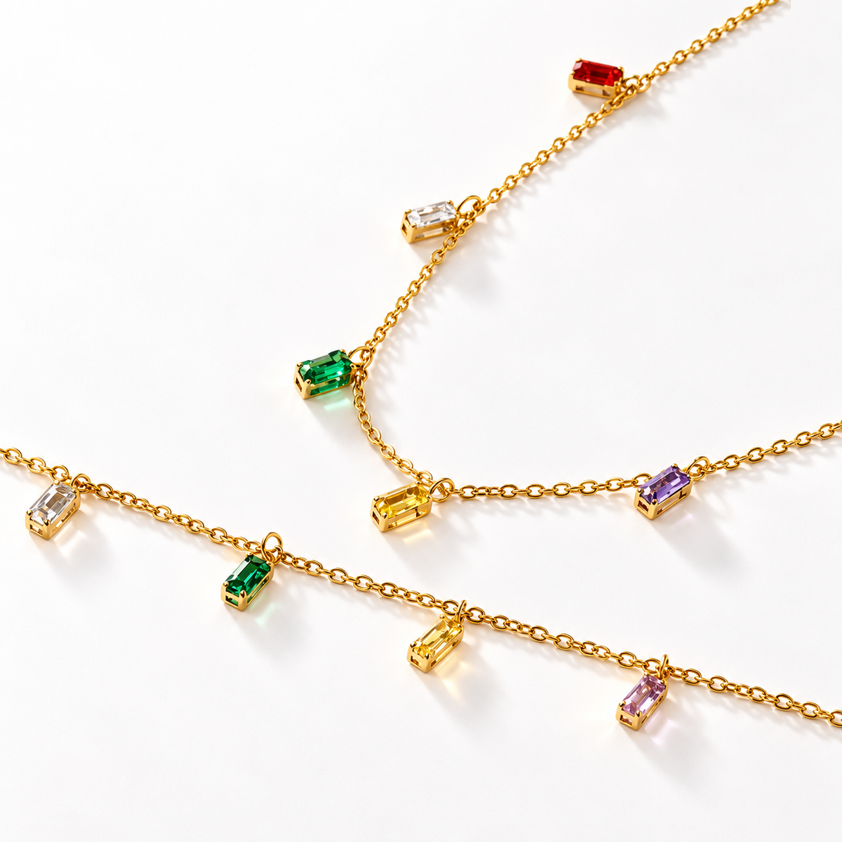 Orlane Rainbow Necklace and Bracelet together on a white background
