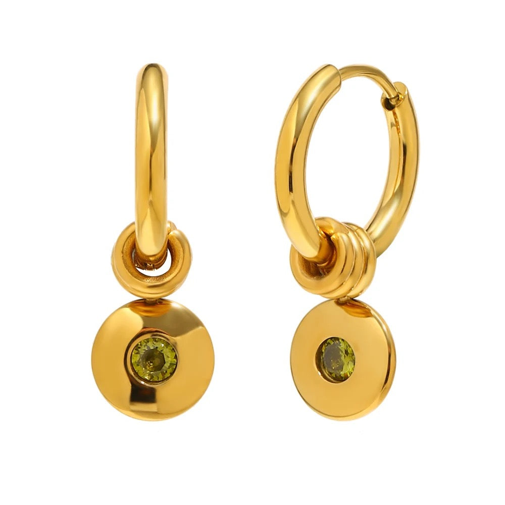 Ruth Birthstone Earrings with August stone in gold — TAIA Jewellery