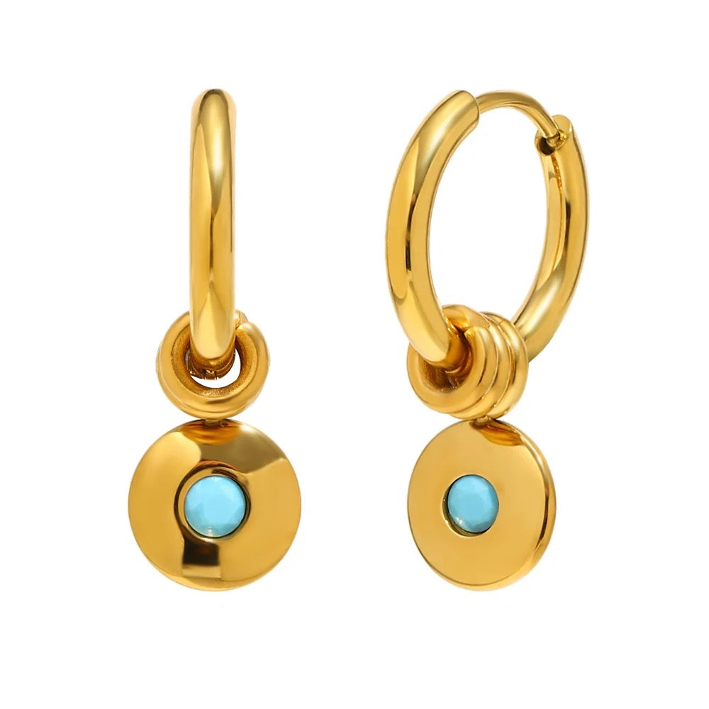 Ruth Birthstone Earrings with December stone in gold — TAIA Jewellery