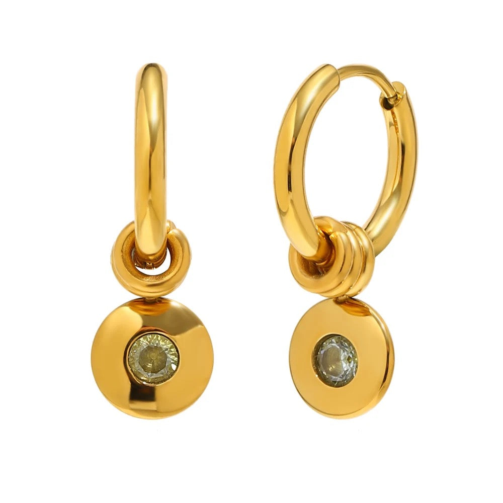 Ruth Birthstone Earrings with March stone in gold — TAIA Jewellery