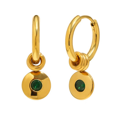 Ruth Birthstone Earrings with May stone in gold — TAIA Jewellery