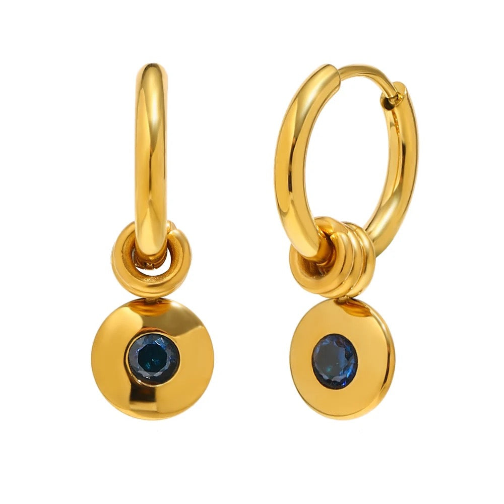 Ruth Birthstone Earrings with September stone in gold — TAIA Jewellery
