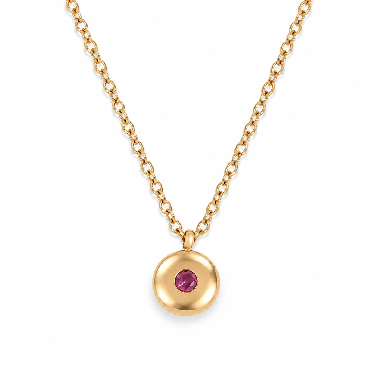 Ruth Birthstone Necklace – October – polished gold birthstone pendant on white