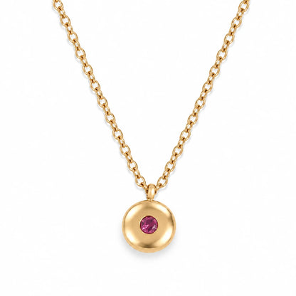 Ruth Birthstone Necklace – October – polished gold birthstone pendant on white
