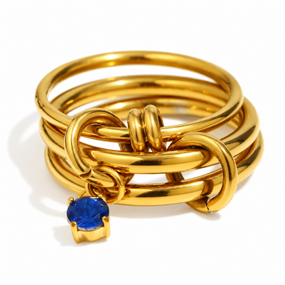 Soline Birthstone Ring — March birthstone on white — TAIA Jewellery